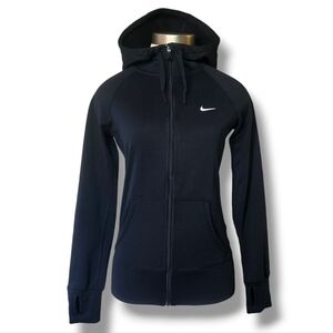 NIKE THERMA-FIT WOMENS ZIPPER HOODED JACKET W/POCKETS & THUMBHOLES SIZE XS